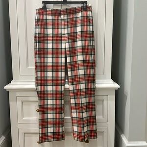 J Crew Willa cropped flare snowy Stewart tartan plaid size 6